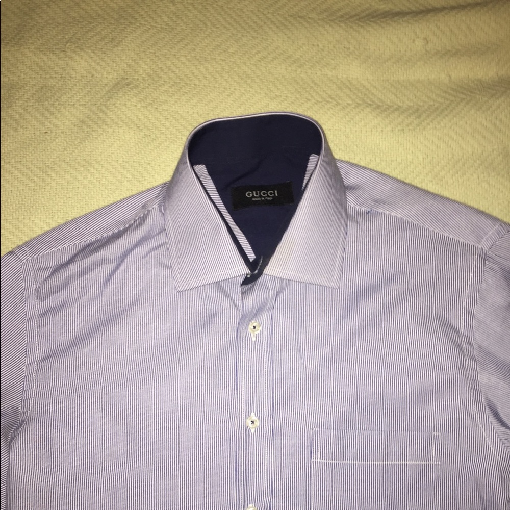 Gucci Blue Stripped Button Down Dress Shirt